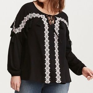 Torrid Insider Embroidered challis blouse